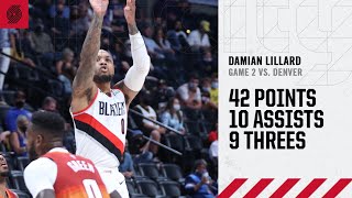 Damian Lillard (42 PTS, 10 AST) Game 2 Highlights | Trail Blazers vs. Nuggets