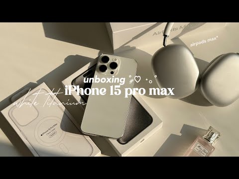 (eng) iPhone 15 promax (white titanium) aesthetic unboxing ˗ˋˏ ♡ ˎˊ˗ apple accessories🎧camera test