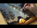 How to Draw a Night Camping / Acrylic Painting for Beginners