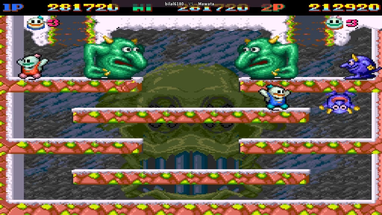 スノーブラザーズ SPEEDRUN - Snow Bros. - Nick & Tom 雪兄弟 - 尼克和湯姆 2 players 1