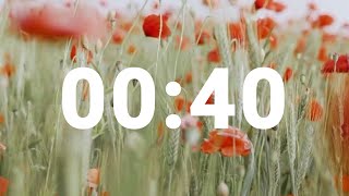 40 Second Timer with Relaxing Music and Alarm, Countdown Clock for Stress Relief