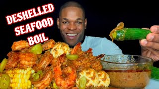 DESHELLED SEAFOOD BOIL MUKBANG | BOILED EGGS + TIGER PRAWNS SEAFOOD MUKBANG