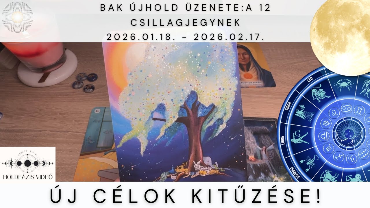 Bak Újhold: Új élet ígérete! 2026.01.18. - 2026.02.17.  Holdfázis videó a 12 csillagjegynek