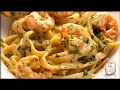Pasta With Shrimp And White Sauce Alfredo Moshihata