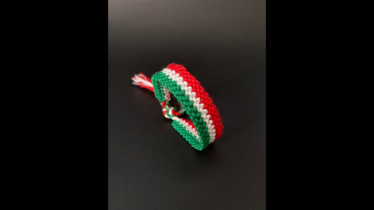 Cotton Hand Woven Bracelet Video Tutorial - Christmas Bracelet