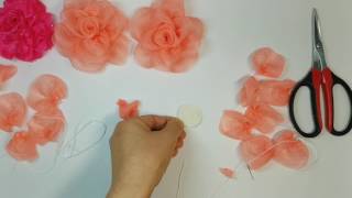 오간디리본을 이용한 rose hairpin