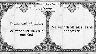 84. İnşikak Suresi | Arapça Okunuşu, Türkçe Okunuşu ve Meali (Elmalılı Hamdi Yazır)