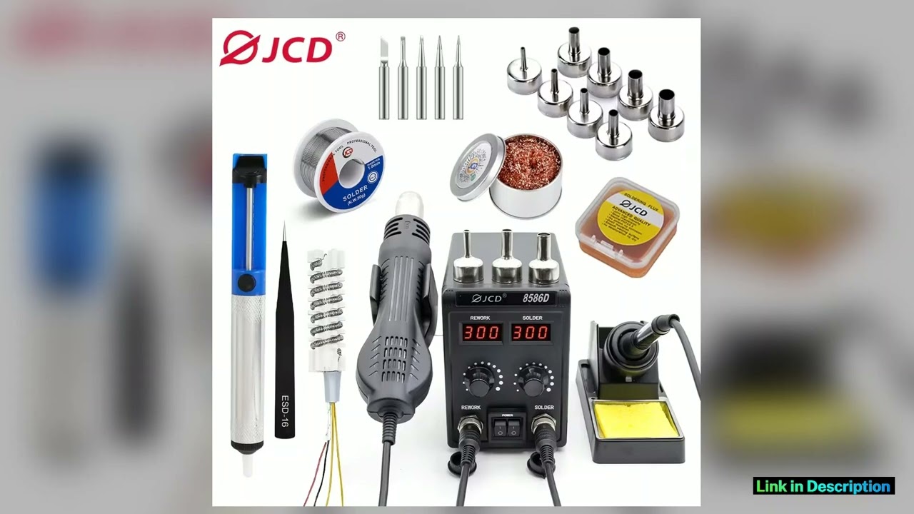 JCD 750W Soldering Station 2 IN 1 Hot Air Gun LCD Dual Digital Display Electric Soldering Iron SMD