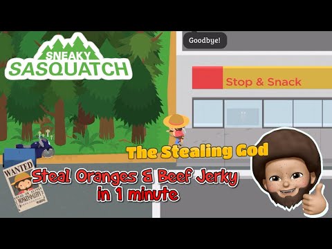 Sneaky Sasquatch - The stealing god | Steal Both Oranges and Beef Jerky in 1 minute