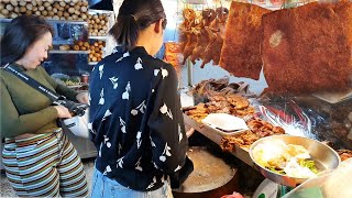 Best Popular Cambodian Street Food - Crispy Roast Pork, Duck, BBQ Pork & Braised Pork