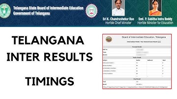 TELANAGANA INTER RESULTS TODAY ll TIMINGS ll