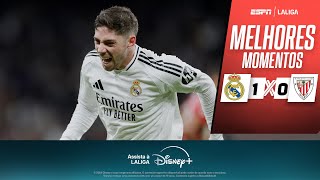 Thumbnail for Valverde faz GOLAÇO 'salvador' nos acréscimos, e REAL MADRID VENCE Bilbao | Melhores momentos