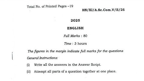 class 11 English Question paper 2025 of MBOSE