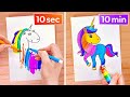 TRIK SENI WARNA-WARNI DAN IDE DIY KREATIF || Tantangan Menggambar Luar Biasa oleh 123 GO! Like