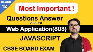 Most Important Questions of JavaScript for CBSE BOARD EXAM | Web Application 803 CLASS XII screenshot 5