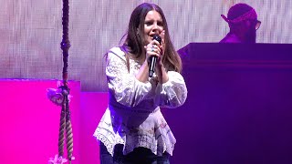 Lana del rey plays the song "doin' time" live in concert before a
sold-out crowd at greek theater berkeley, california on october 6,
2019. wa...