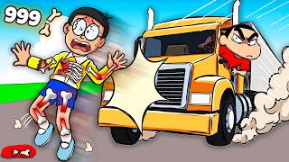 Break 10,000,000 Bones to Win! 💀 Shinchan vs Nobita vs Doraemon screenshot 2