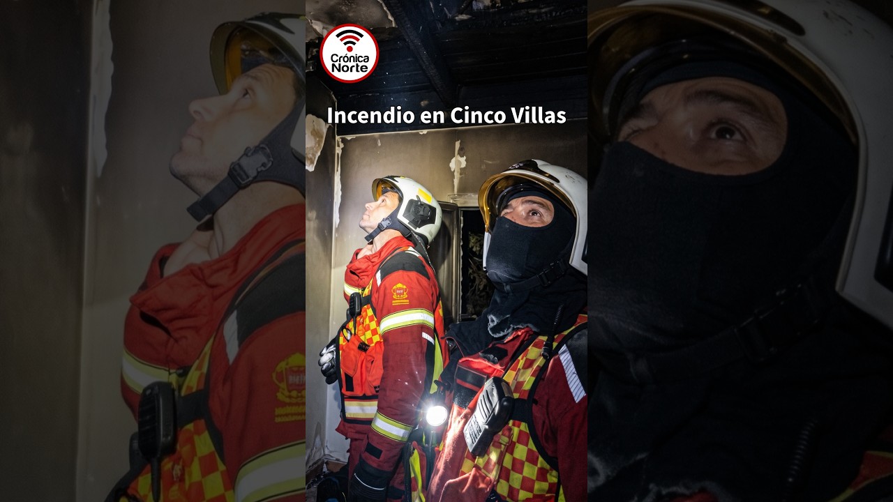 Incendio de vivienda en Cinco Villas que afectaba a la cubierta de madera de una hilera de viviendas