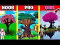 Minecraft Battle: TREE HOUSE BUILD CHALLENGE - NOOB vs PRO vs GIRL / Animation