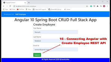Angular + Spring Boot CRUD Full Stack App - 16 - Connecting Angular with Create Employee REST API