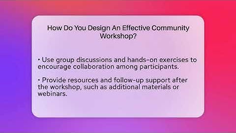 How Do You Design An Effective Community Workshop? - Everyday-Networking