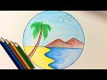 Vẽ Tranh Phong Cảnh Biển Bằng Bút Chì Màu | How to draw easy scenery