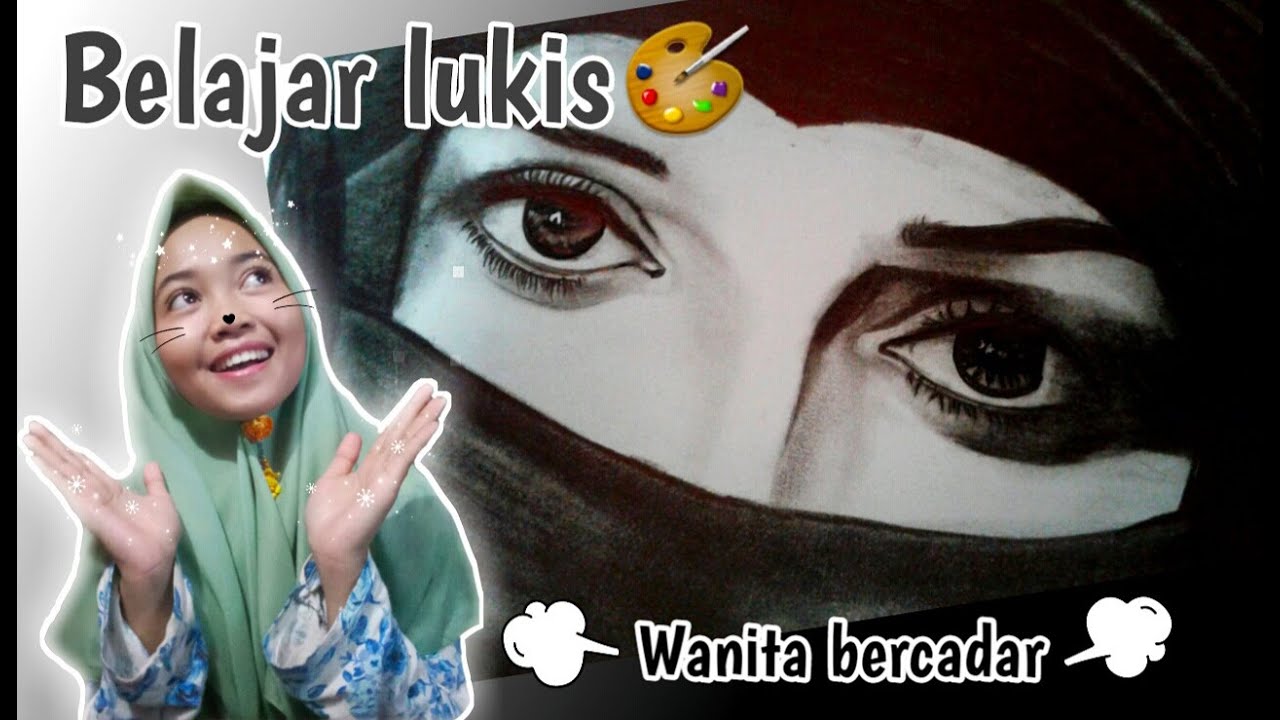 Lukisan pensil wanita  bercadar sketsa  wajah YouTube