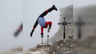 One Hand Mountain Ledge Handstand