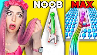 Noob vs PRO vs HACKER in Crazy HAIR RUSH App Game!