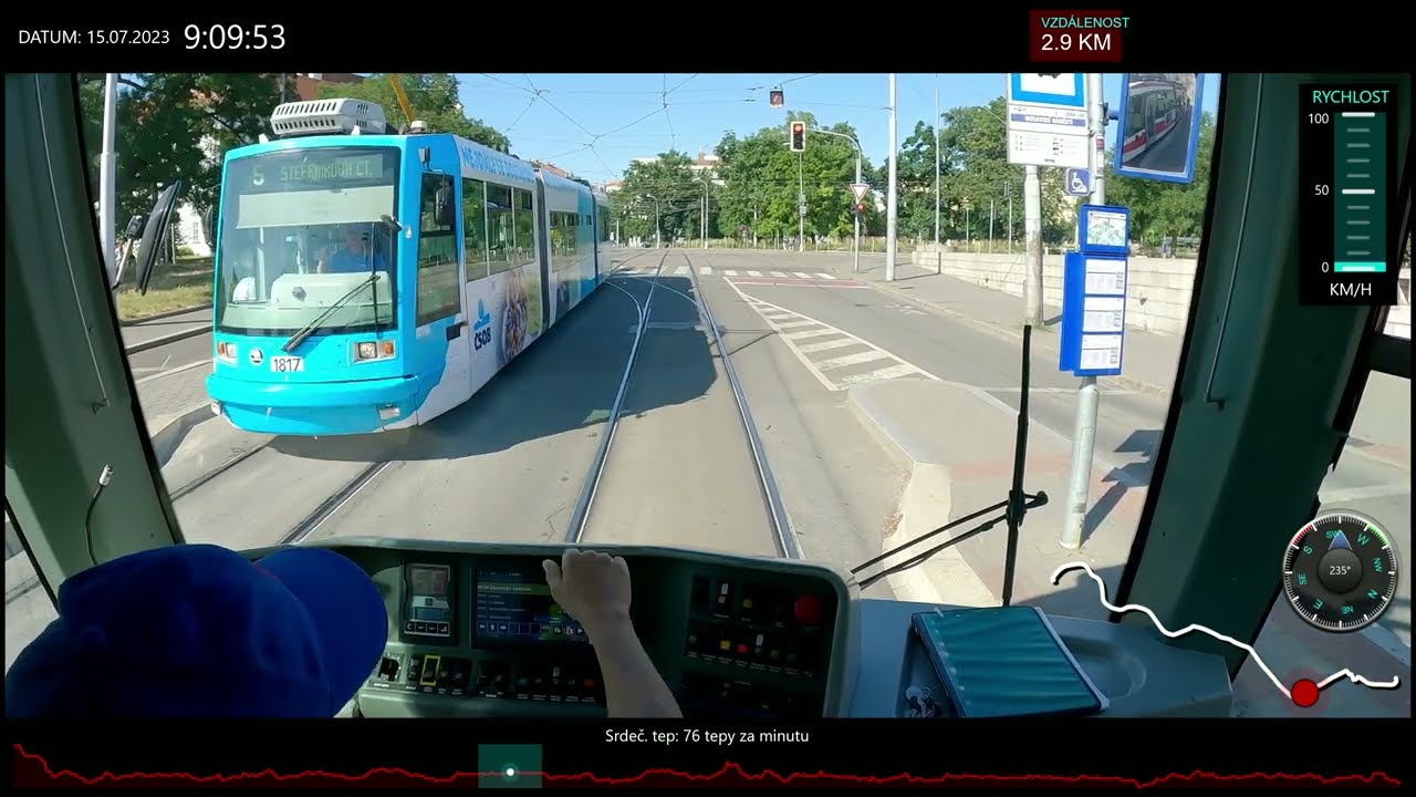 Linka 3 Brno -- Židenice, Stará osada - Bystrc, Rakovecká [Škoda Anitra 03T6] [Tram Cab View]