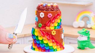 Rainbow Chocolate Petal Cake | Mini Cake Decorating ASMR ⭐