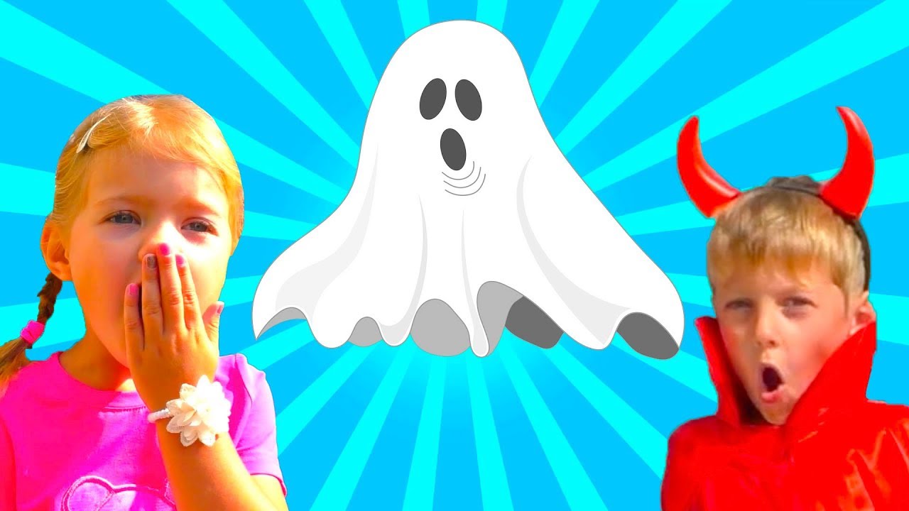 Kids pretend play hide and seek in Halloween costumes. - YouTube