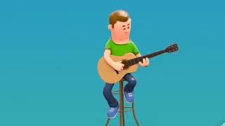 Mentahan video animasi bermain gitar