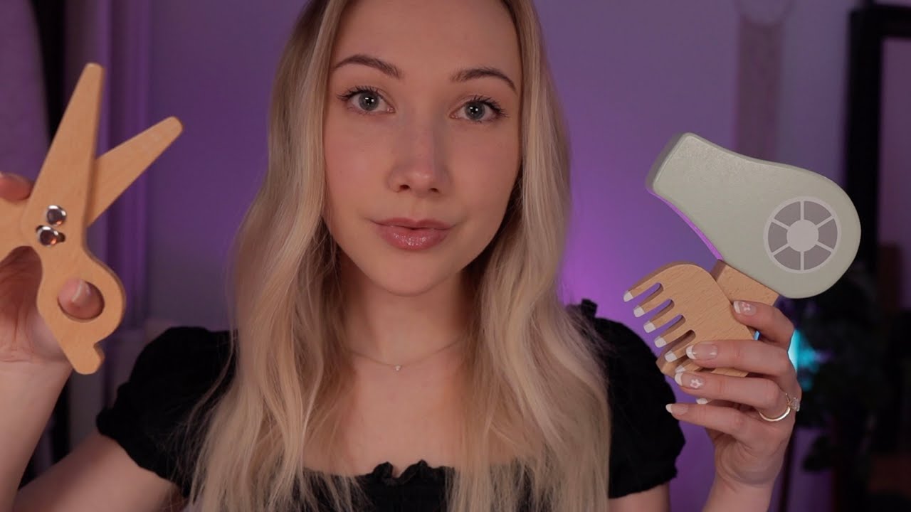 ASMR Wooden Haircut & Styling | shampoo washing, cutting, layered sounds🧴 ✂️