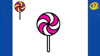 كيف ترسم مصاصة كيوت وسهلة خطوة بخطوة | How to draw a cute and easy lollipop, step by step
