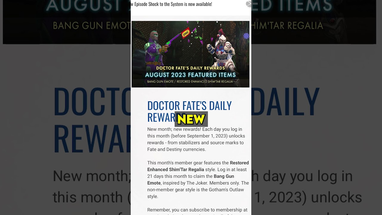 This week on DCUO (August 3, 2023)