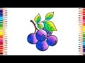 Blueberry drawing  how to draw blueberry step by step  fruits drawing  blueberry