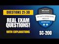 Microsoft SC-200 Real Exam Questions 2026 | Q21–30 (With Explanations)