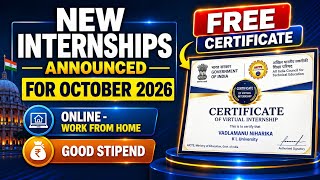 Information 🔴 Government of India Internships 2026 | October New Internships Announced | Work From Home News