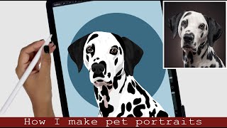 How to make digital illustrations of your pet photos | Pet portrait tutorial | Procreate tutorial