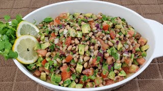 طريقة تحضير سلطة فاصوليا العين السوداء (لوبيا) Vegan Black Eyed Peas Salad Recipe