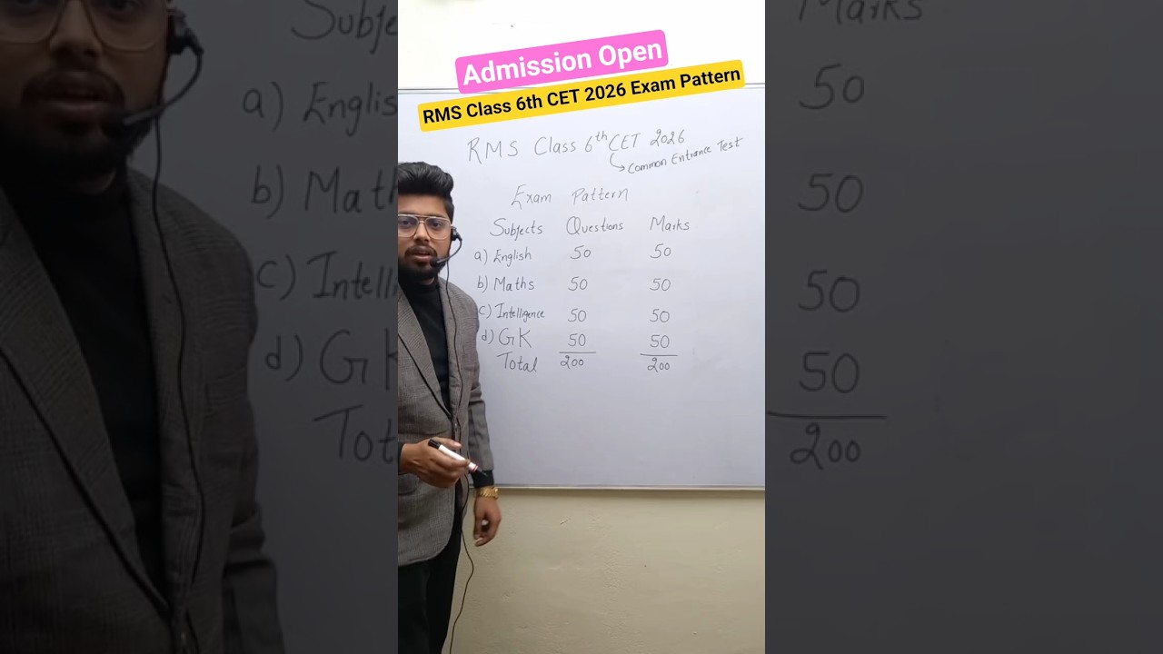 RMS Class 6 CET 2026 Exam Pattern | For Online & Offline Coaching: 7000744921 