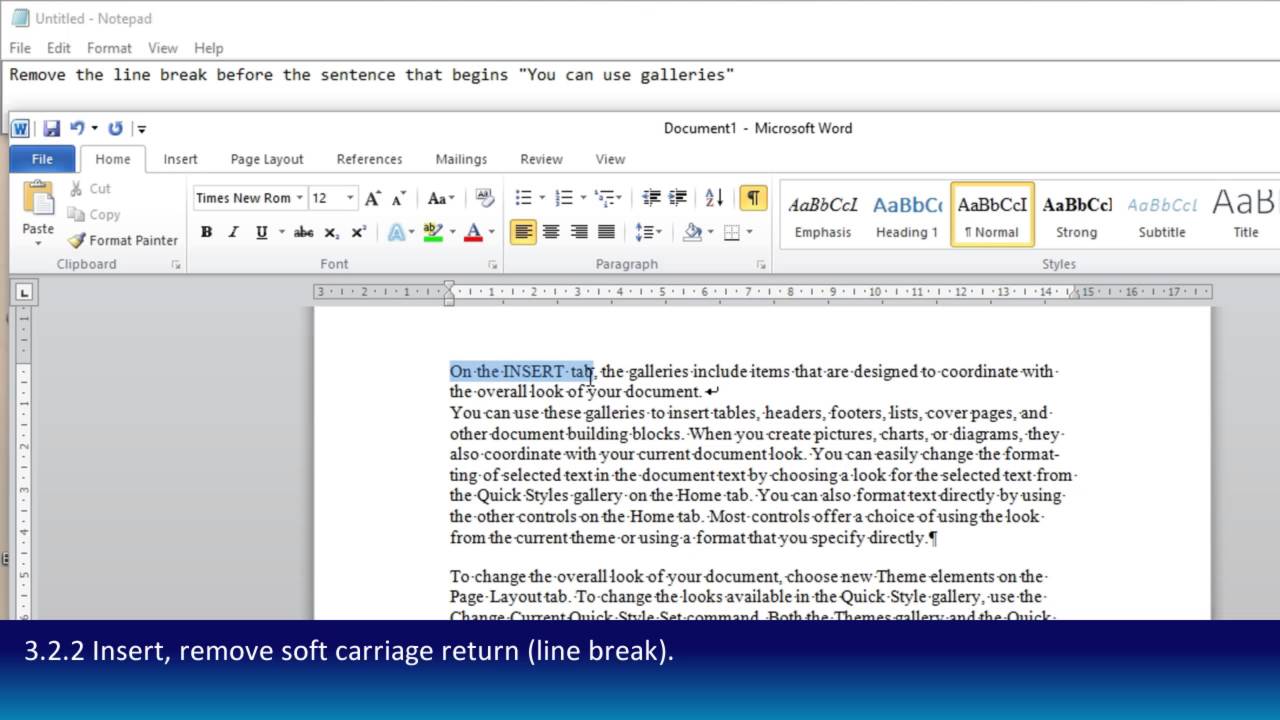 remove carriage return word