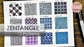 12 Zentangle Patterns Easy - Zentangle Doodle Art for Beginners (Part 2) | Cute Easy Drawings