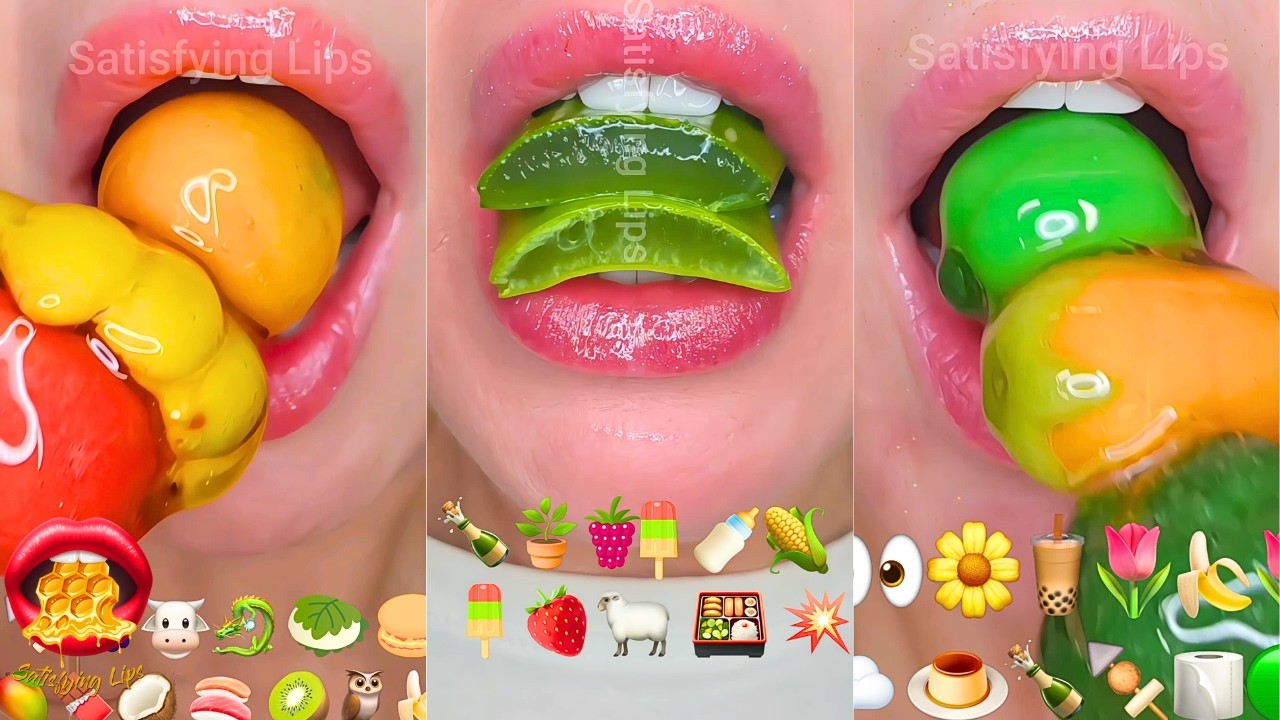 Satisfying ASMR Eating Emoji Food Challenge Mukbang Sped Up