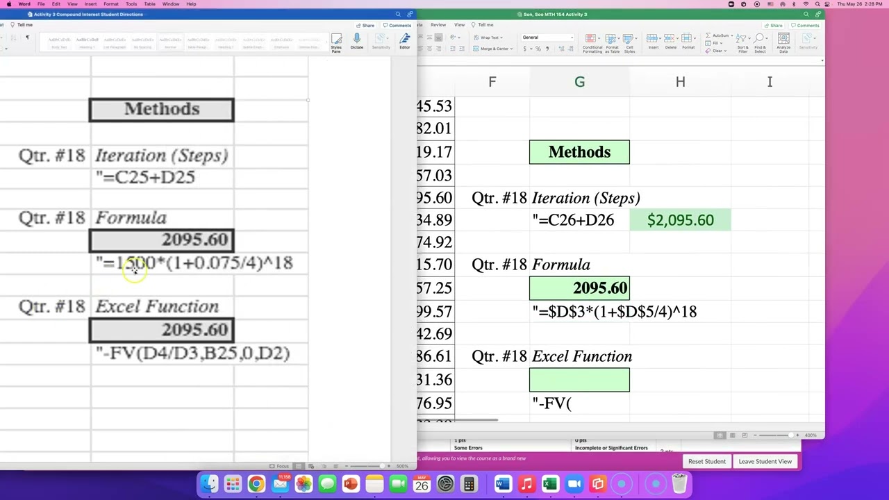 MTH 154 Activity 3 Compound Interest A Three Methods Approach #2 - YouTube
