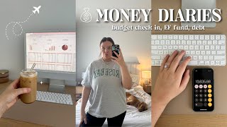 MONEY DIARIES  budget checkin, emergency fund, business income + debt free update