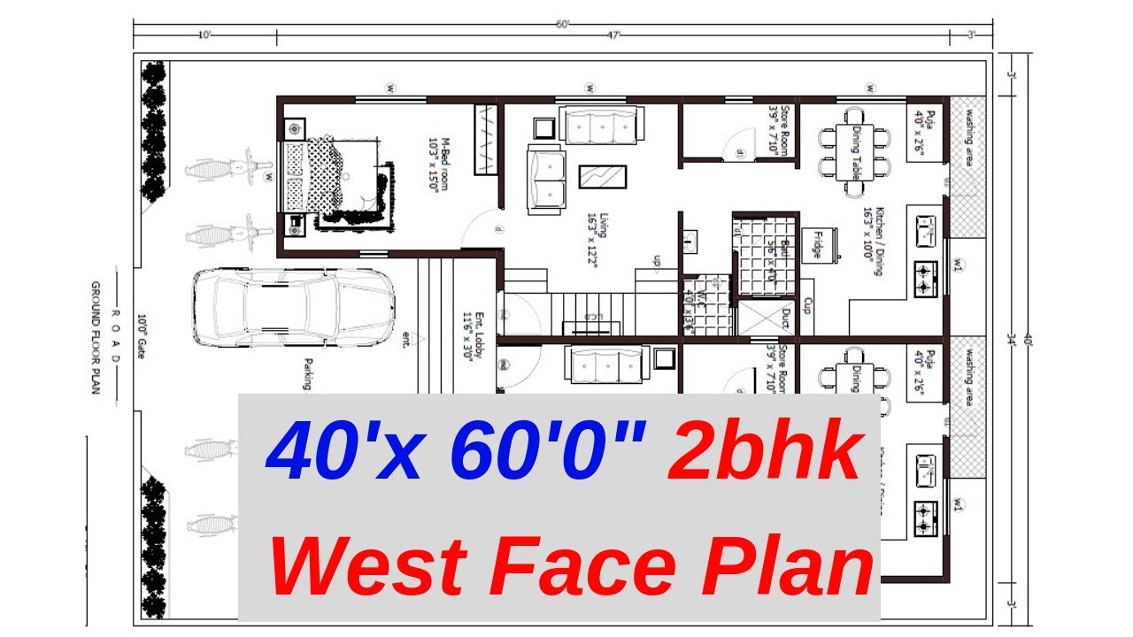 40 X 60 West Face 2 Bhk House Plan Explain In Hindi Youtube