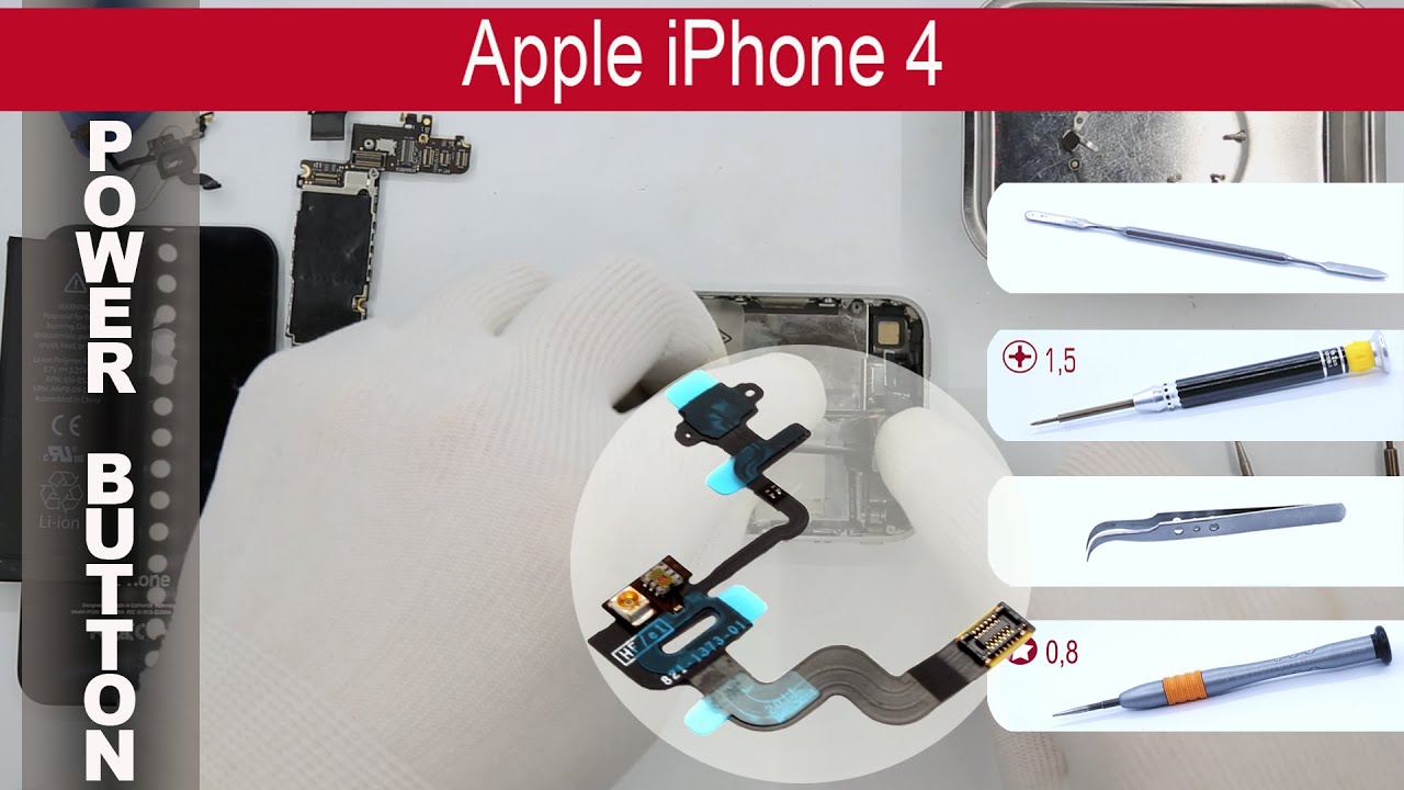 How to replace 🔧 Power button (flex) 🍎 Apple iPhone 4 (A1349, A1332 ...