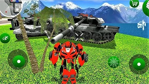 Flying Robot Car Battle Simulator - New Game of transformers vs 3 tanks like GTA - Android Gameplay